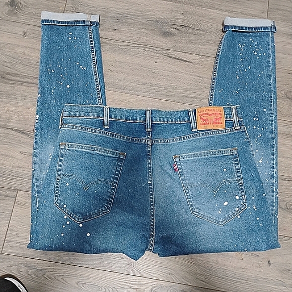 Levi's 512 38x31 Slim Tapered Manufactured Paint Splattered Jeans - Picture 11 of 16